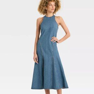 NEW Women's Future Collective Denim Midi Dress Size 6